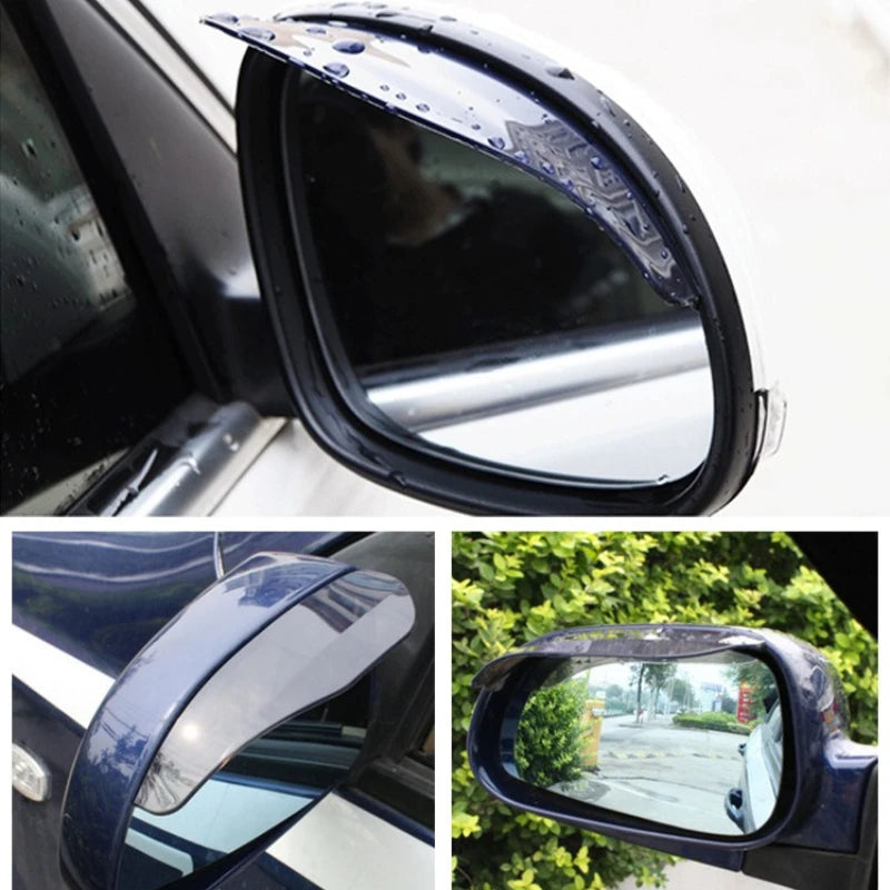 2Pcs Carbon Fiber Car Rearview Mirror Rain Shield, Flexible Eyebrow Protector Rain Cover