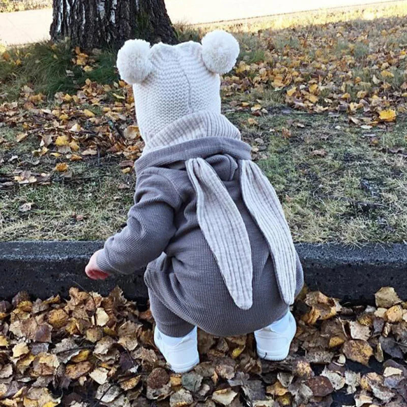 Baby Rompers Boys Girls Newborn 0 to 3 6 9 12 18 Months Boutique Cotton Long Sleeve Rabbit Ear Infant Onesie Spring Fall Clothes