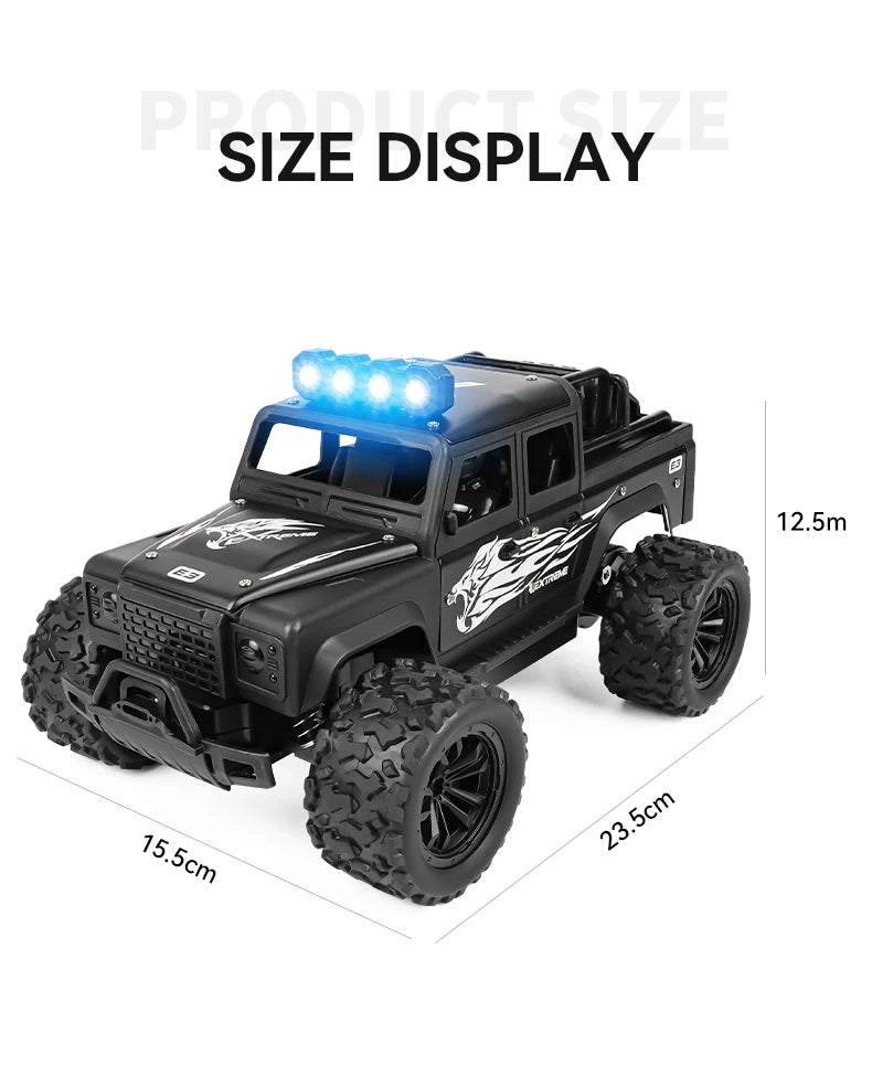 Remote control toy off-road vehicle, all-terrain adaptability, spring shock absorption, easy climbing, LED searchlight