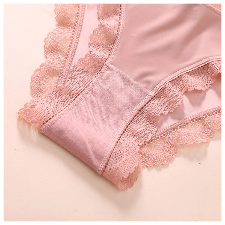 TERMEZY  Hollow Out Solid Comfortable Female Lingerie Silk Satin One-piece Lace Underwear Sexy Satin Low-Waist Panties Triangle