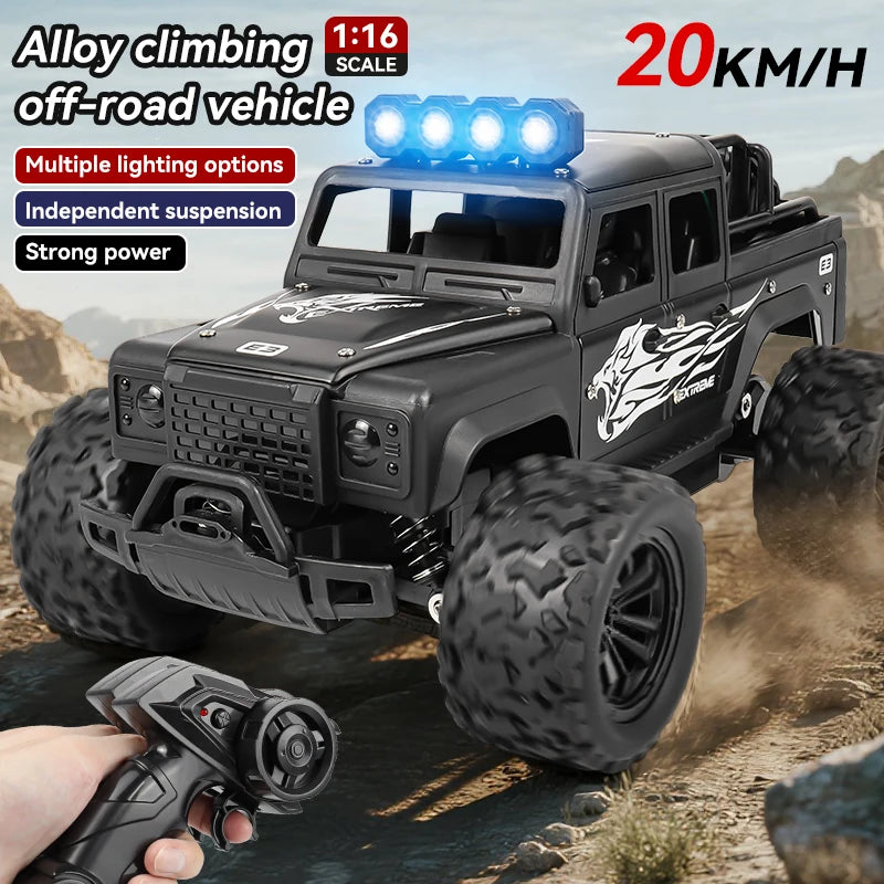 Remote control toy off-road vehicle, all-terrain adaptability, spring shock absorption, easy climbing, LED searchlight