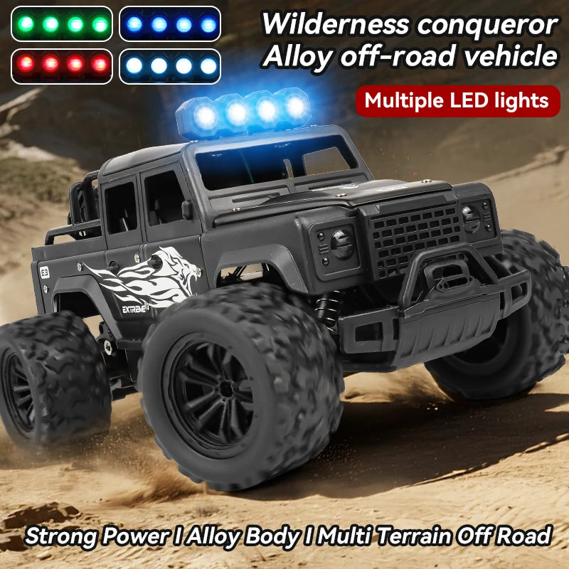 Remote control toy off-road vehicle, all-terrain adaptability, spring shock absorption, easy climbing, LED searchlight