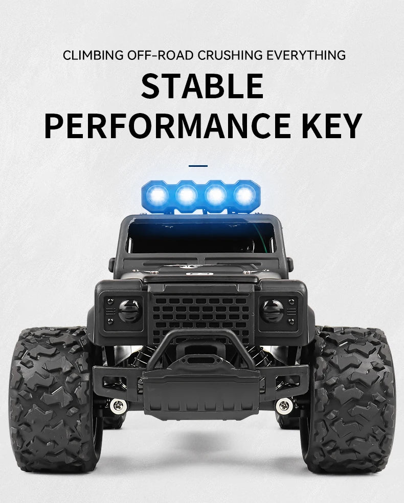 Remote control toy off-road vehicle, all-terrain adaptability, spring shock absorption, easy climbing, LED searchlight