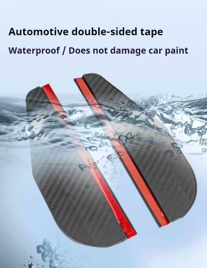 2Pcs Carbon Fiber Car Rearview Mirror Rain Shield, Flexible Eyebrow Protector Rain Cover