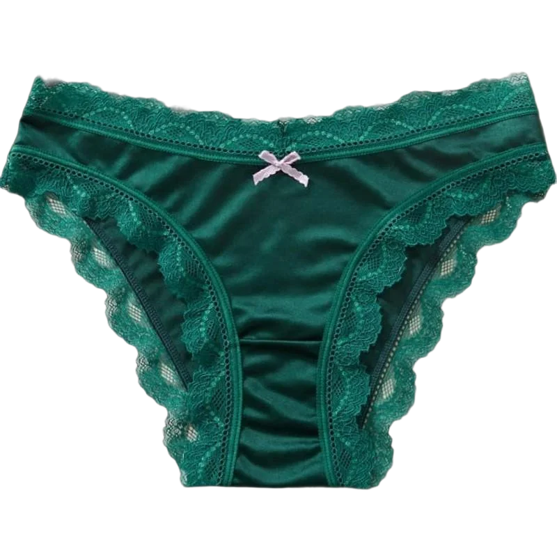 TERMEZY  Hollow Out Solid Comfortable Female Lingerie Silk Satin One-piece Lace Underwear Sexy Satin Low-Waist Panties Triangle