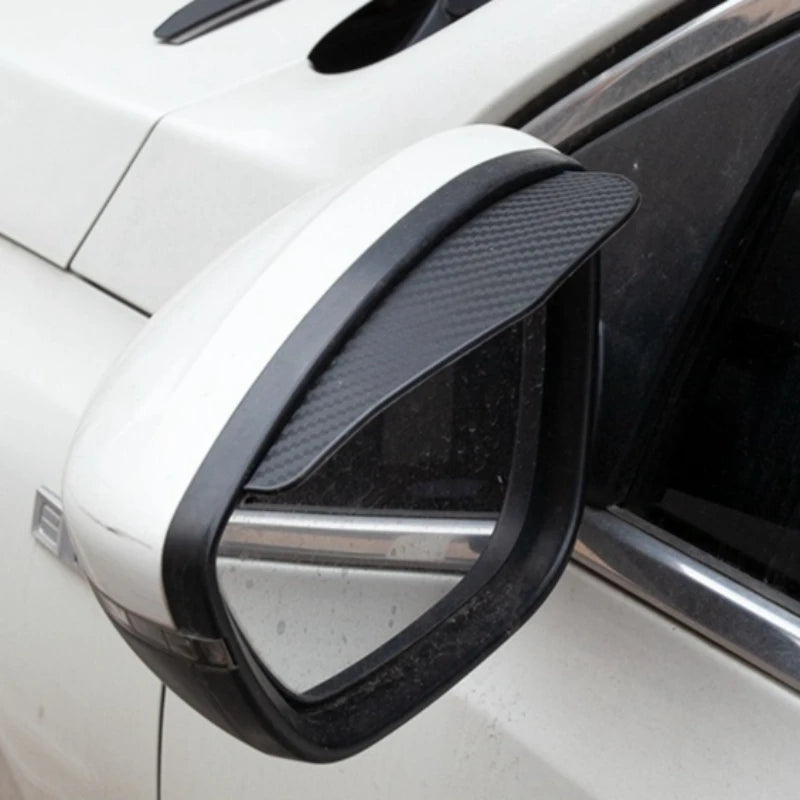 2Pcs Carbon Fiber Car Rearview Mirror Rain Shield, Flexible Eyebrow Protector Rain Cover