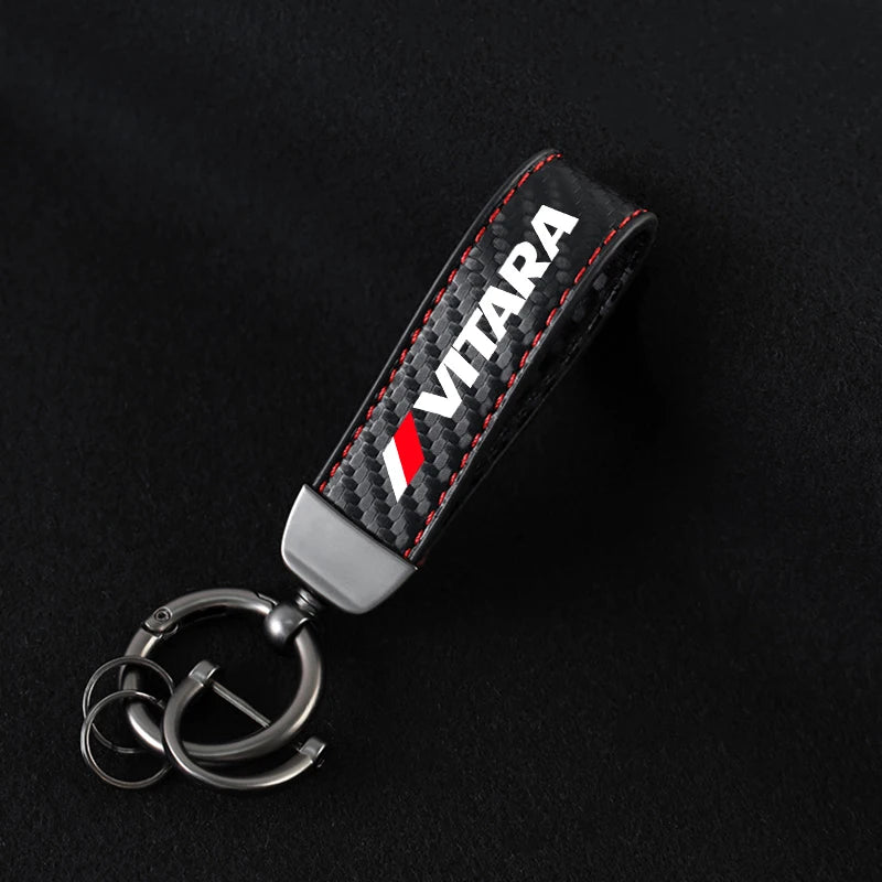 Carbon fiber Car Keychain For Suzuki Swift Ignis Jimny Celerio Baleno Grand-Vitara Ciaz Equator Ertiga Samurai S-Cross SX4 Alto