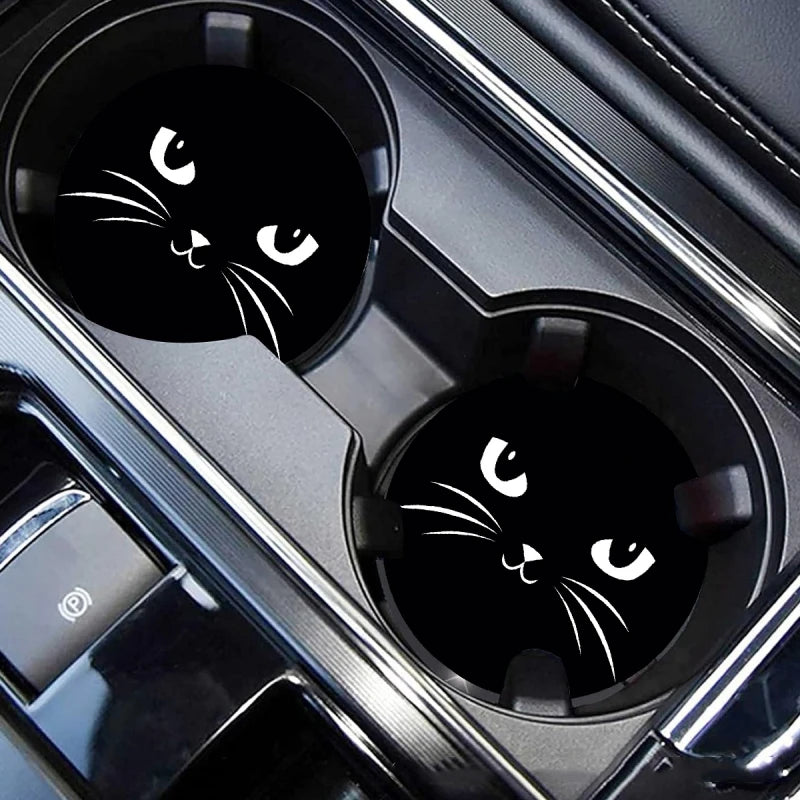 2PCS Silicone Car Cup Coaster Waterproof Non-Slip Sift-Proof Spill Saucer with Lift Notch Storage Mat Car Interior Accessories