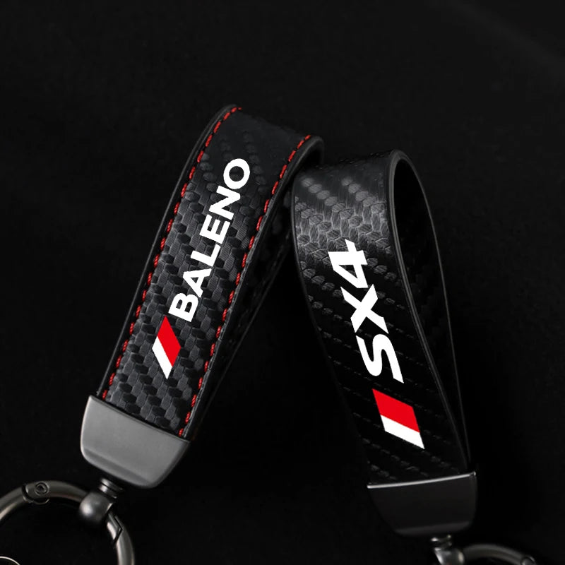Carbon fiber Car Keychain For Suzuki Swift Ignis Jimny Celerio Baleno Grand-Vitara Ciaz Equator Ertiga Samurai S-Cross SX4 Alto