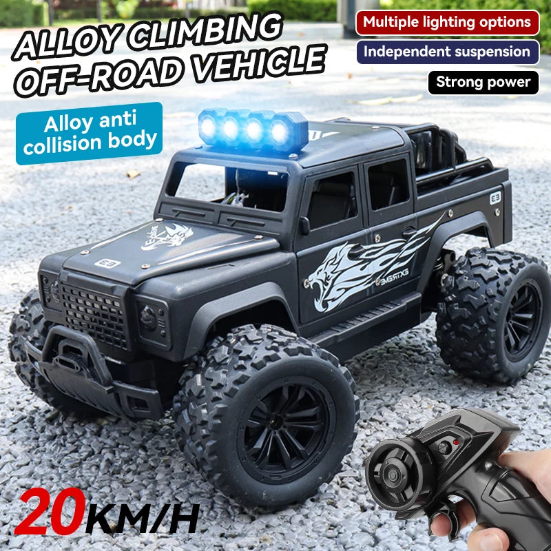 Remote control toy off-road vehicle, all-terrain adaptability, spring shock absorption, easy climbing, LED searchlight