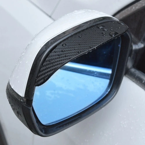 2Pcs Carbon Fiber Car Rearview Mirror Rain Shield, Flexible Eyebrow Protector Rain Cover