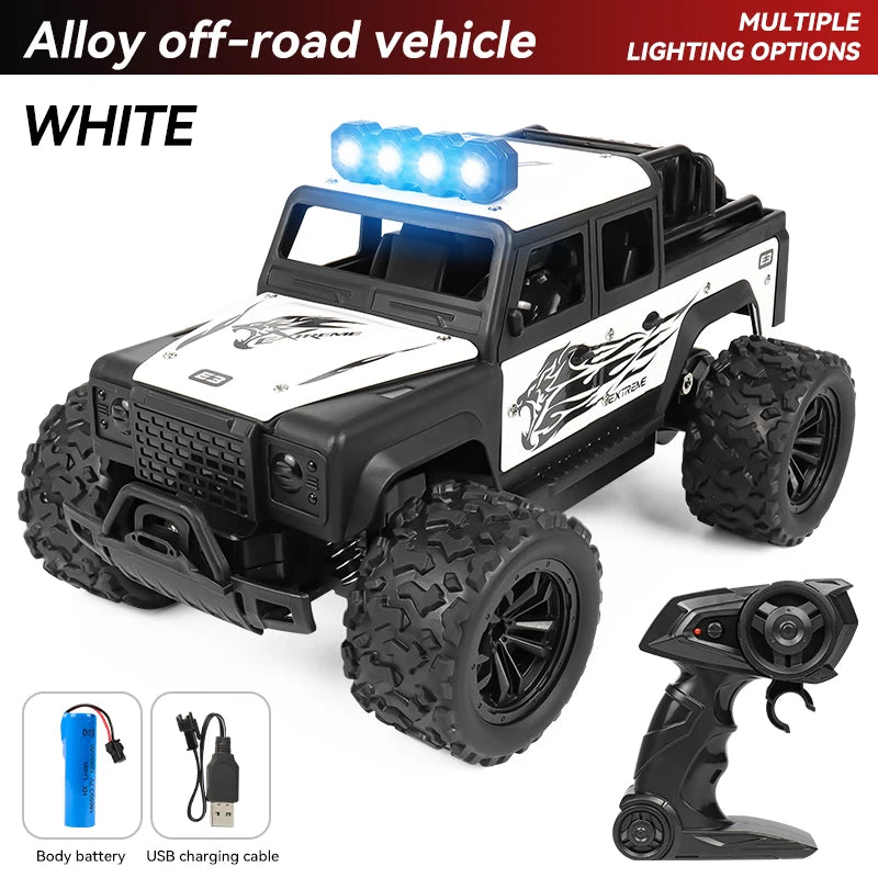 Remote control toy off-road vehicle, all-terrain adaptability, spring shock absorption, easy climbing, LED searchlight