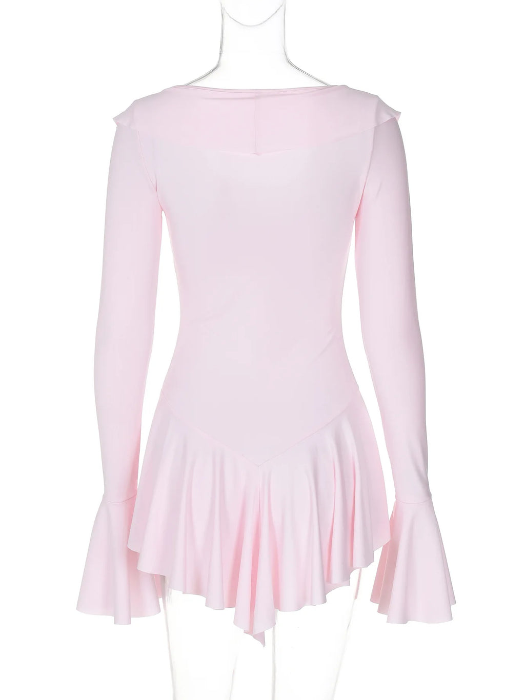 Women's Elegant Casual Dress Spring 2025 Deep V Neck Flared Sleeve Ruffled Lace Pleated Short Fashion Dress