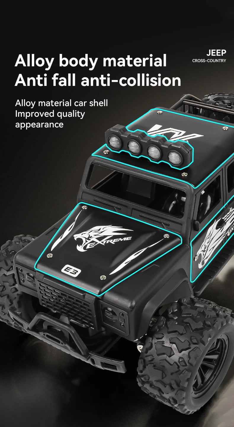 Remote control toy off-road vehicle, all-terrain adaptability, spring shock absorption, easy climbing, LED searchlight