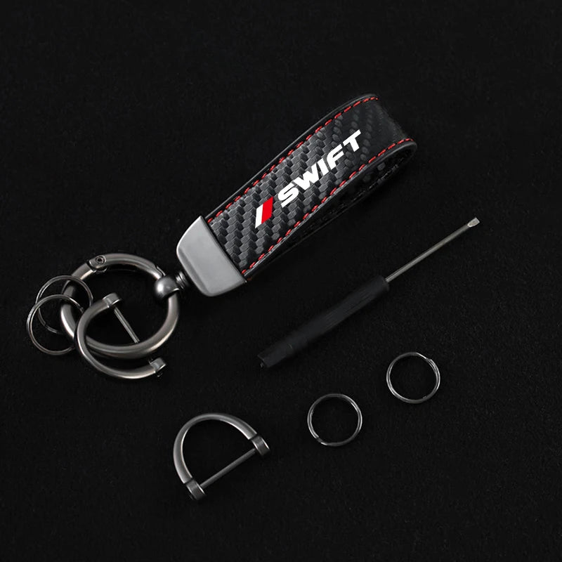 Carbon fiber Car Keychain For Suzuki Swift Ignis Jimny Celerio Baleno Grand-Vitara Ciaz Equator Ertiga Samurai S-Cross SX4 Alto
