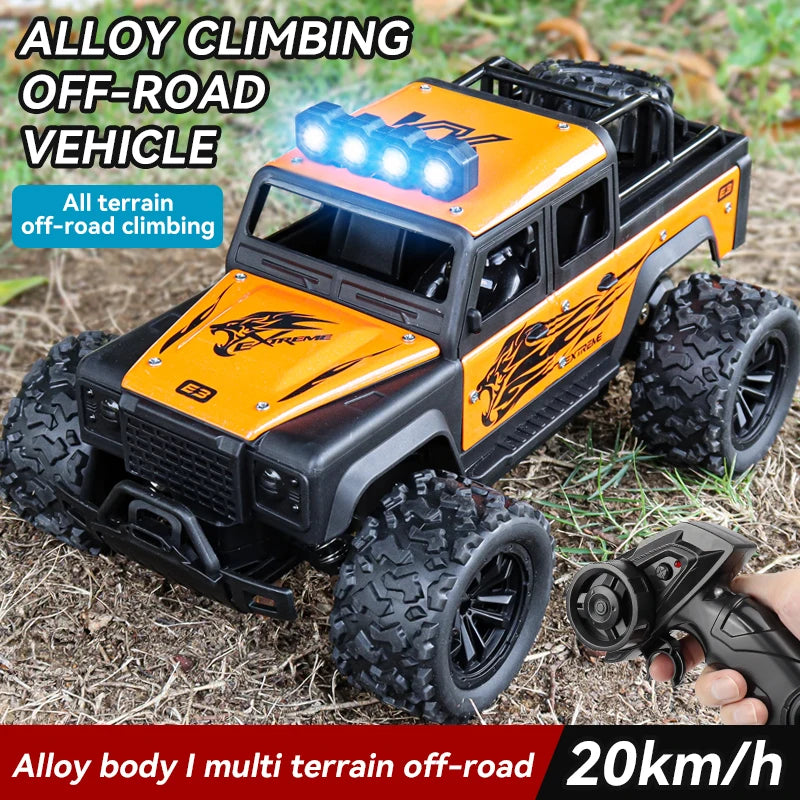 Remote control toy off-road vehicle, all-terrain adaptability, spring shock absorption, easy climbing, LED searchlight