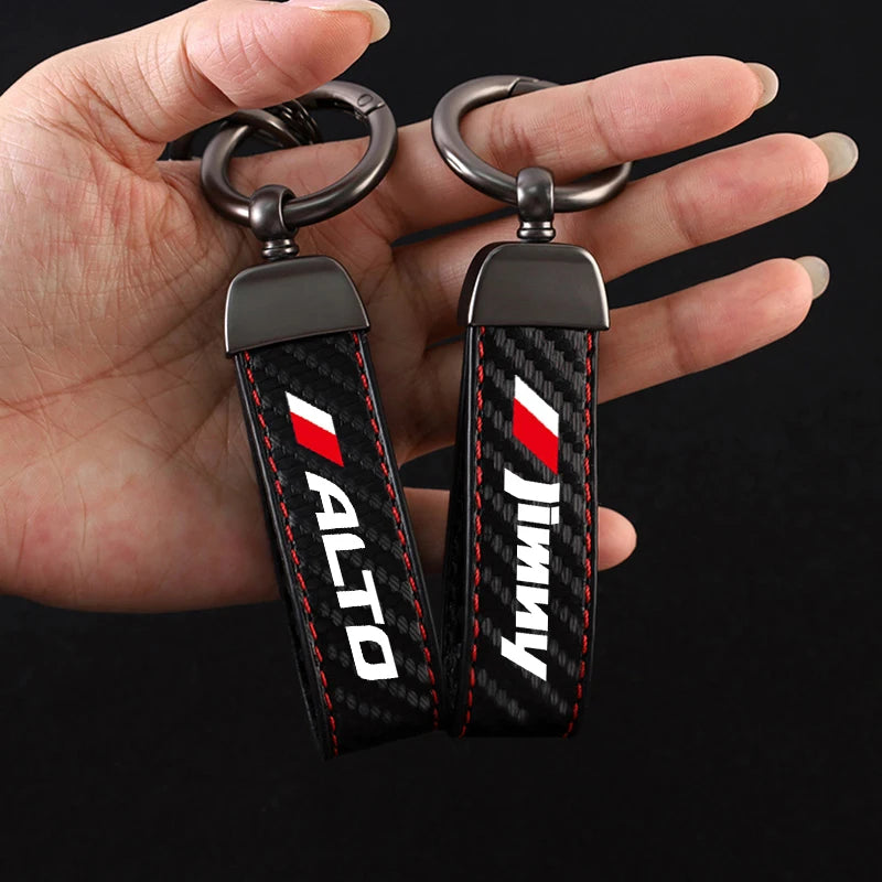 Carbon fiber Car Keychain For Suzuki Swift Ignis Jimny Celerio Baleno Grand-Vitara Ciaz Equator Ertiga Samurai S-Cross SX4 Alto