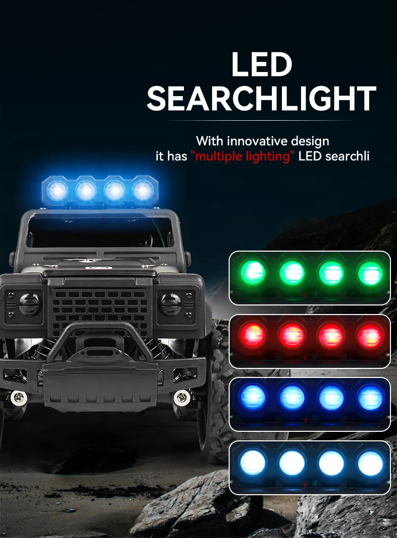 Remote control toy off-road vehicle, all-terrain adaptability, spring shock absorption, easy climbing, LED searchlight