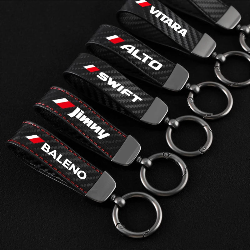 Carbon fiber Car Keychain For Suzuki Swift Ignis Jimny Celerio Baleno Grand-Vitara Ciaz Equator Ertiga Samurai S-Cross SX4 Alto