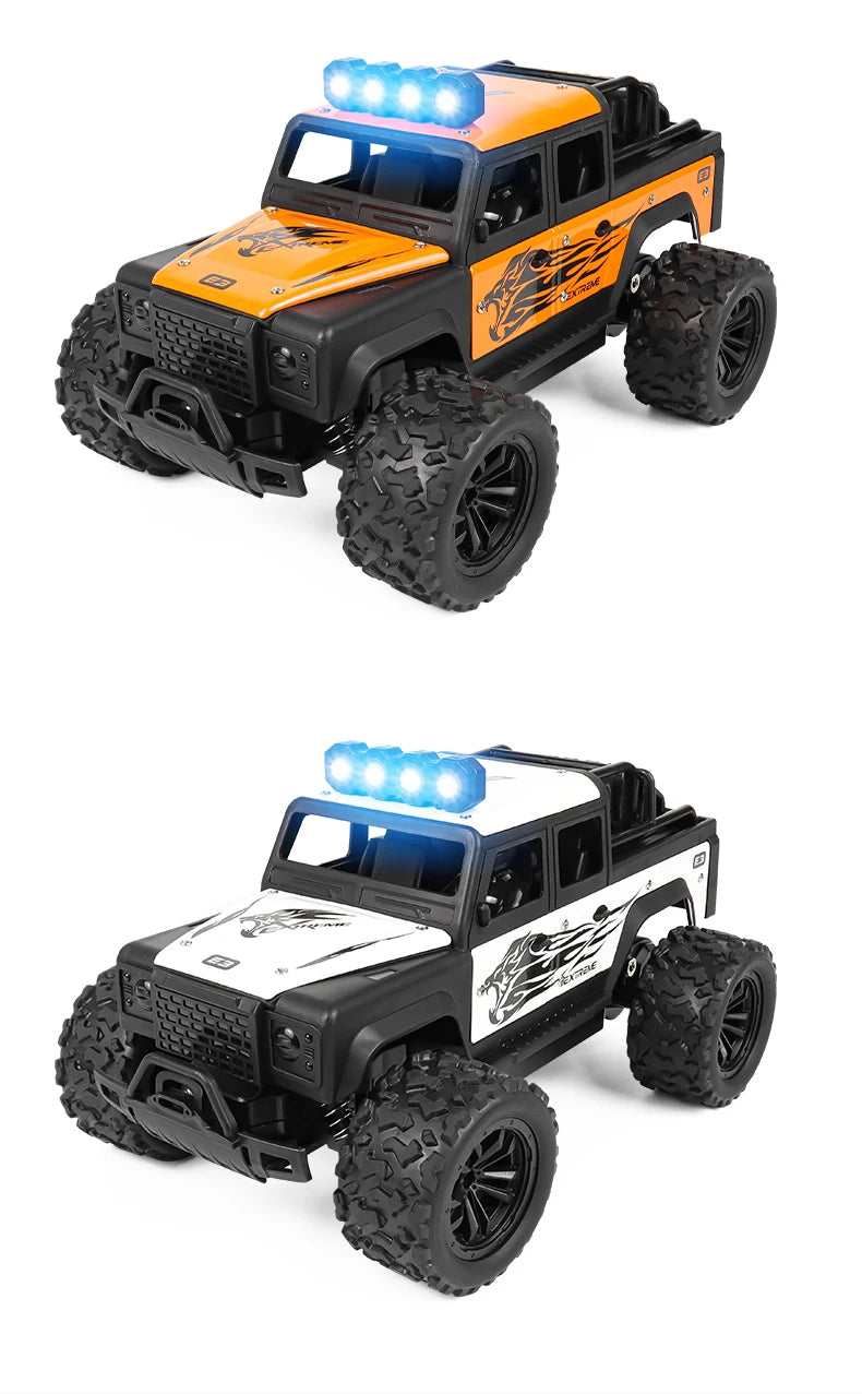 Remote control toy off-road vehicle, all-terrain adaptability, spring shock absorption, easy climbing, LED searchlight