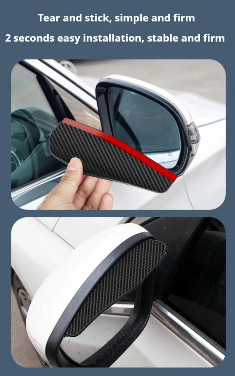 2Pcs Carbon Fiber Car Rearview Mirror Rain Shield, Flexible Eyebrow Protector Rain Cover