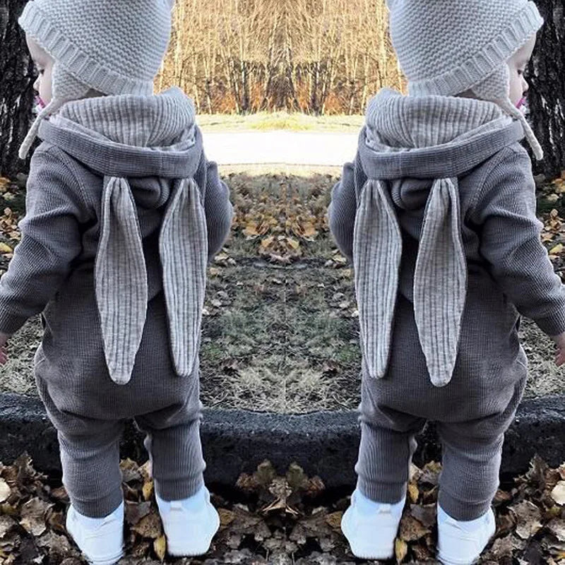 Baby Rompers Boys Girls Newborn 0 to 3 6 9 12 18 Months Boutique Cotton Long Sleeve Rabbit Ear Infant Onesie Spring Fall Clothes