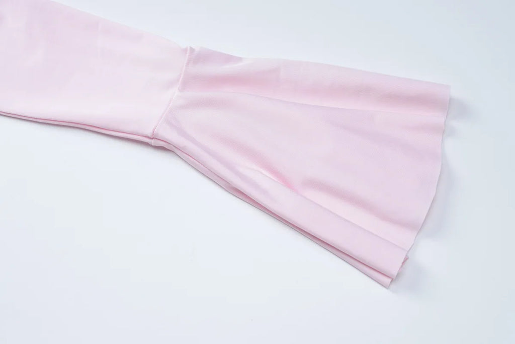 Women's Elegant Casual Dress Spring 2025 Deep V Neck Flared Sleeve Ruffled Lace Pleated Short Fashion Dress