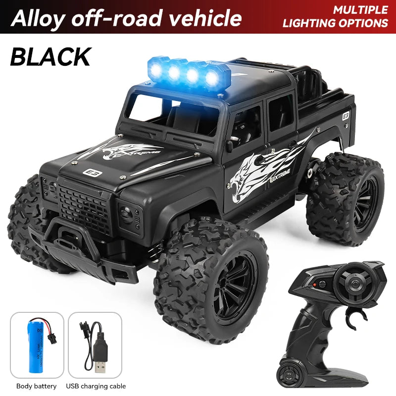 Remote control toy off-road vehicle, all-terrain adaptability, spring shock absorption, easy climbing, LED searchlight