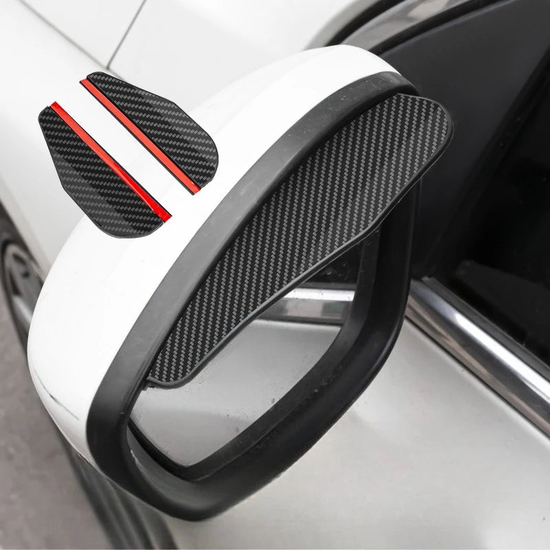 2Pcs Carbon Fiber Car Rearview Mirror Rain Shield, Flexible Eyebrow Protector Rain Cover
