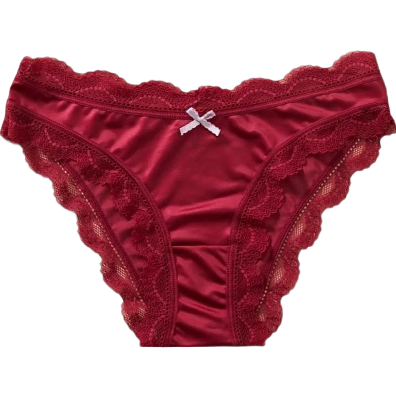 TERMEZY  Hollow Out Solid Comfortable Female Lingerie Silk Satin One-piece Lace Underwear Sexy Satin Low-Waist Panties Triangle