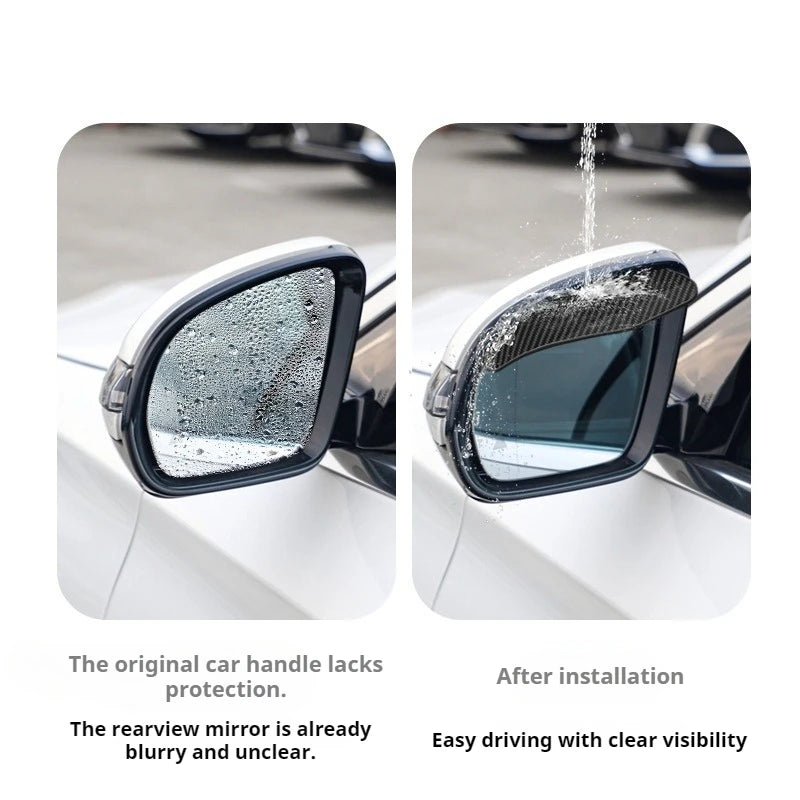 2Pcs Carbon Fiber Car Rearview Mirror Rain Shield, Flexible Eyebrow Protector Rain Cover