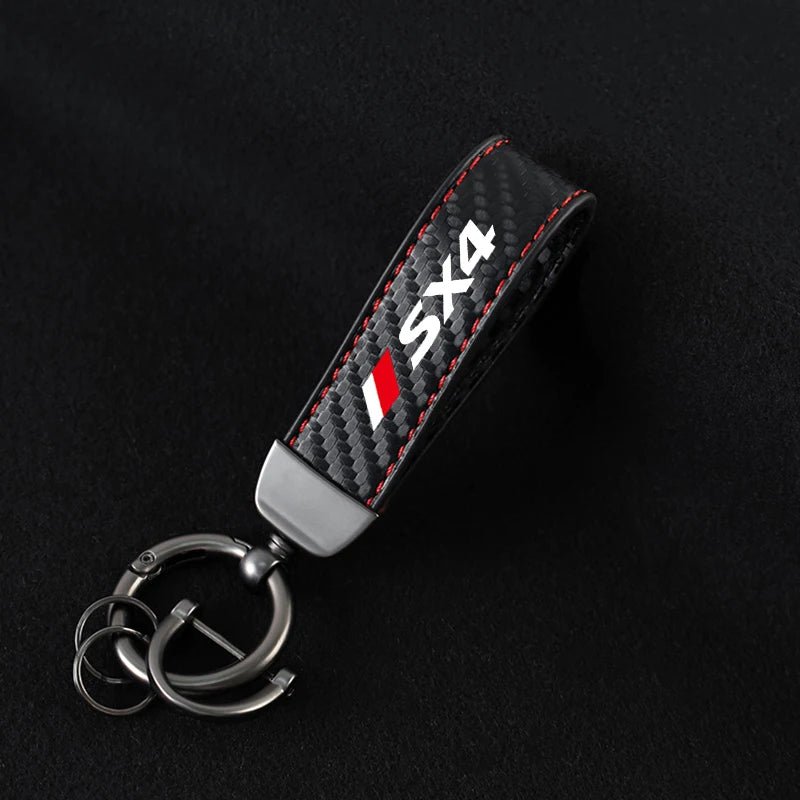 Carbon fiber Car Keychain For Suzuki Swift Ignis Jimny Celerio Baleno Grand-Vitara Ciaz Equator Ertiga Samurai S-Cross SX4 Alto