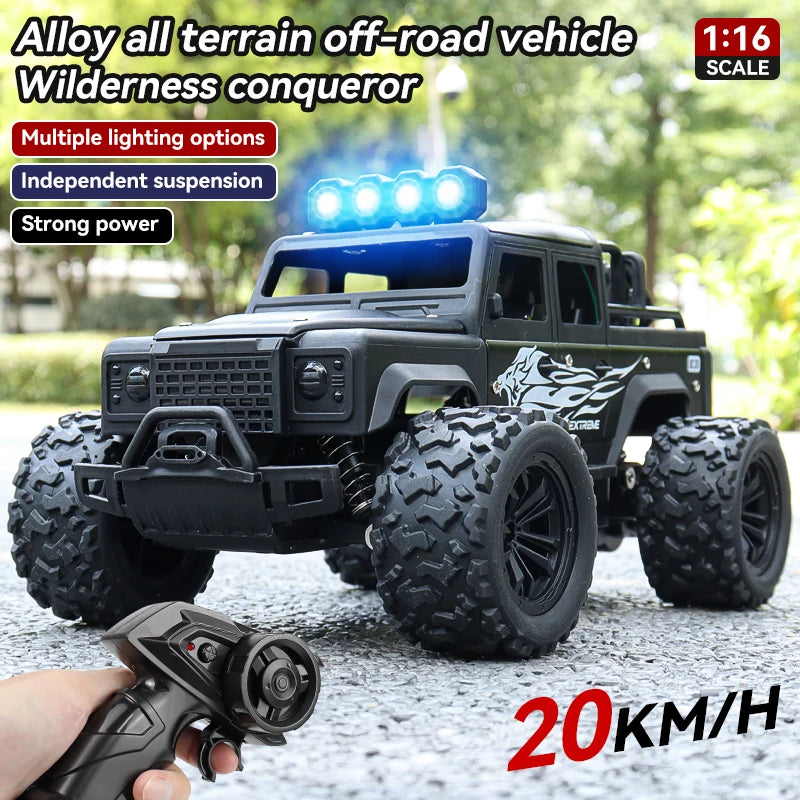 Remote control toy off-road vehicle, all-terrain adaptability, spring shock absorption, easy climbing, LED searchlight